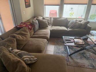 Crate and barrel sectional couch tan