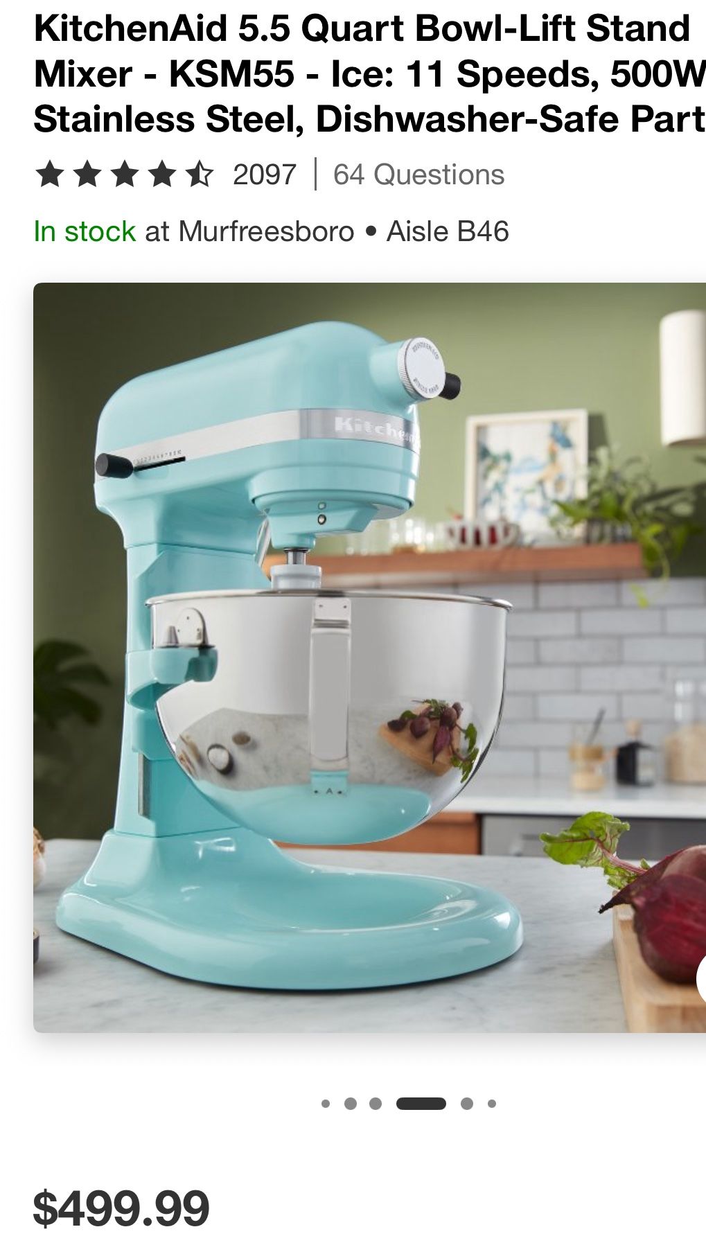 KitchenAid® Batidora de pie elevadora de tazón de 7 cuartos de galón, color azul agua mineral