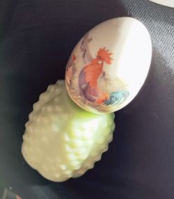 Hand Painted Egg Shell With Rooster By The Egg Lady