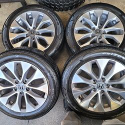 OEM HONDA ACCORD HONDA CIVIC RIMS AND TIRES 17 INCH 5 LUGS RINES DE HONDA 215/55/17