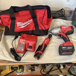 M18 FUEL 18V Cordless Mid Torque 1/2 in. Impact Wrench w/ M12 FUEL 3/8 in. Ratchet & Battery/Charger Combo Kit