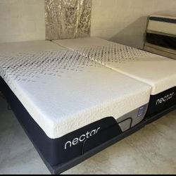 Nectar Luxe Hybrid Split King Mattress  LIKE NEW