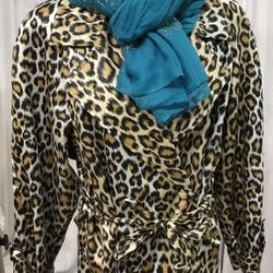 TRENCH COAT animal print with scarf Size L