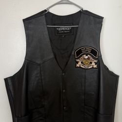 Unik Leather Motorcycle Vest – Size 54 – Harley Owners Group Patches SD Chapter