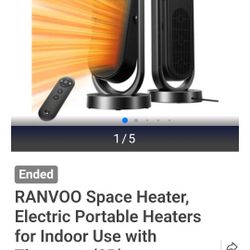 RANVOO Space Heater, Electric Portable Heaters for Indoor Use with Thermostat, Wide Oscillation