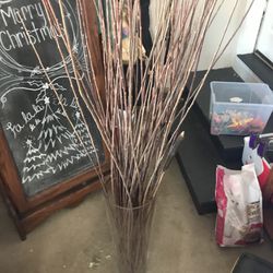 Tall Glass Vase With Sticks