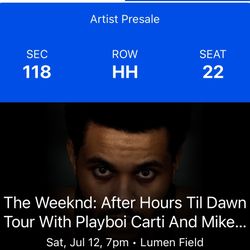#2 - THE WEEKEND CONCERT - 12th JULY 2025/ SEAT 118 HH