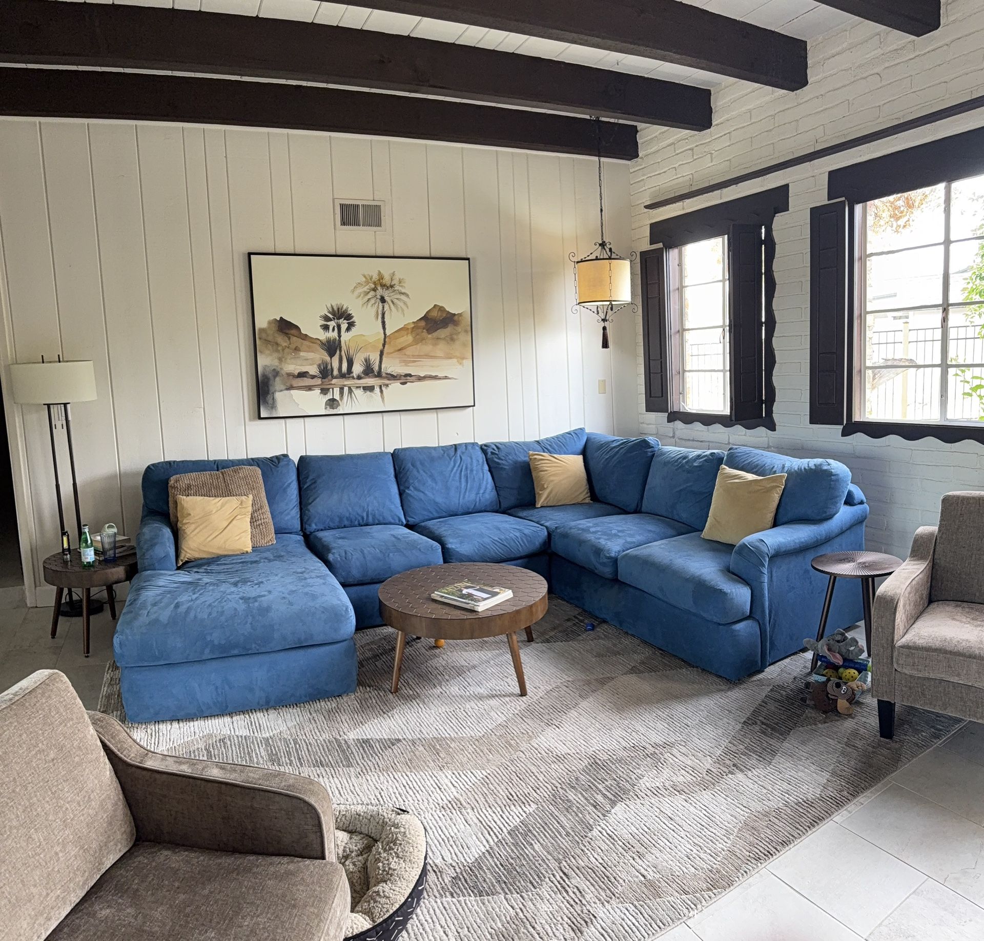 Suede sectional couch