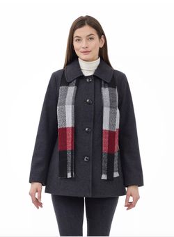 Women's London Fog Short Wool Coat With Scarf