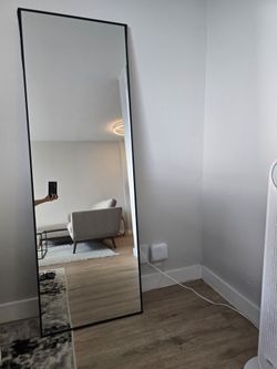 65" x 22" Black Full-Length Mirror – Wall-Mount or Lean Against Wall