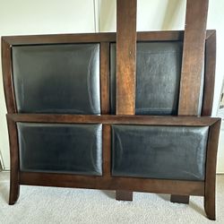 Queen Leather Sleigh Bed Frame