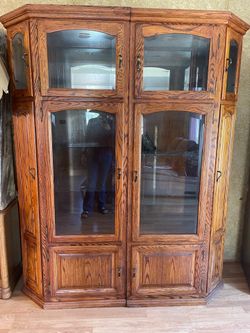 Large wood hutch / wall cabinet