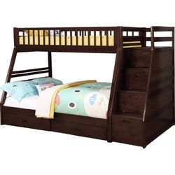 Brand New Brown Or Gray Twin Full Staircase Bunkbed