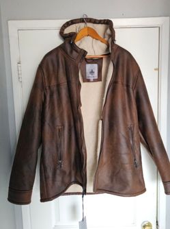 Men's Vegan Suede Leather Jacket XL Brown

Sherpa