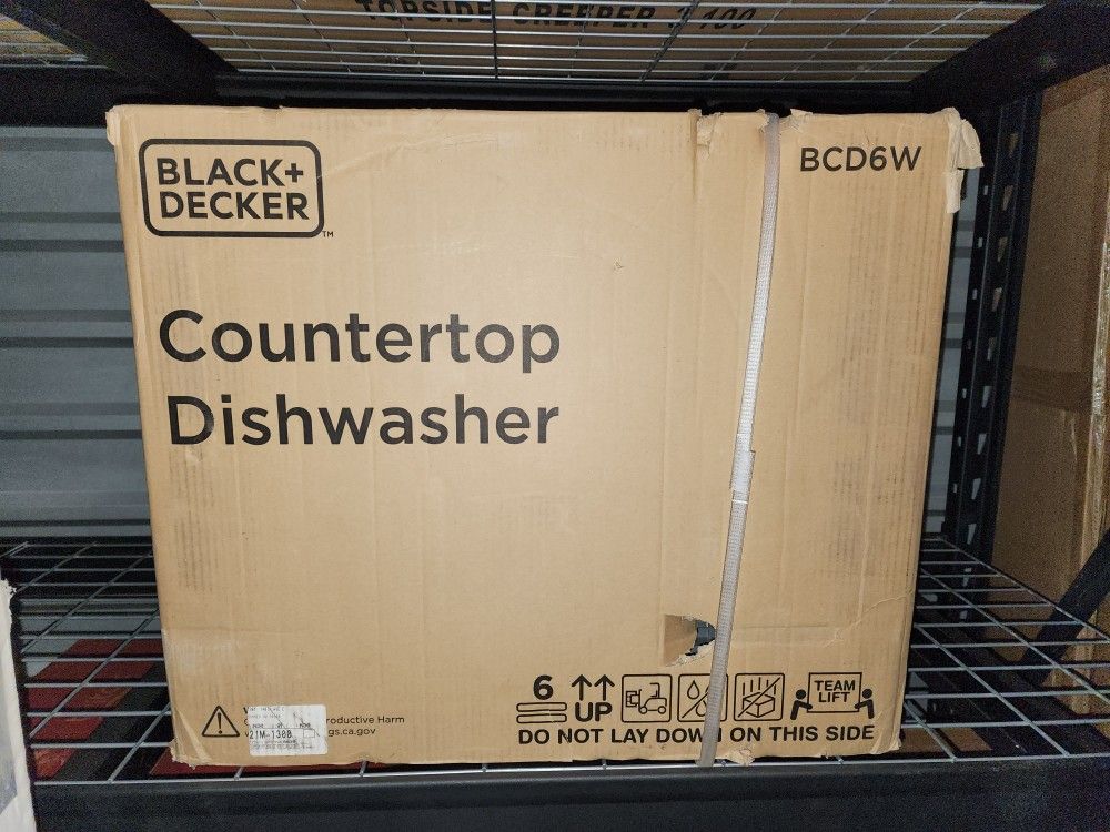 BLACK+DECKER BCD6W Compact Countertop Dishwasher, 6 Place Settings, White