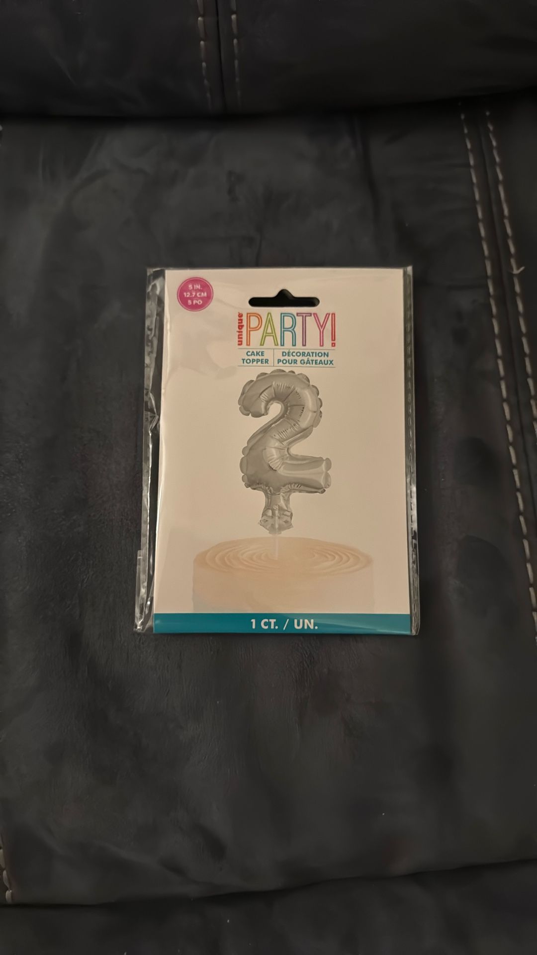 New In Package Unique Party 5 Inch Silver Number 2 Cake Topper Balloon Party Decoration
