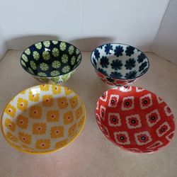 Certified International Set Colorful Ceramic Bowls 