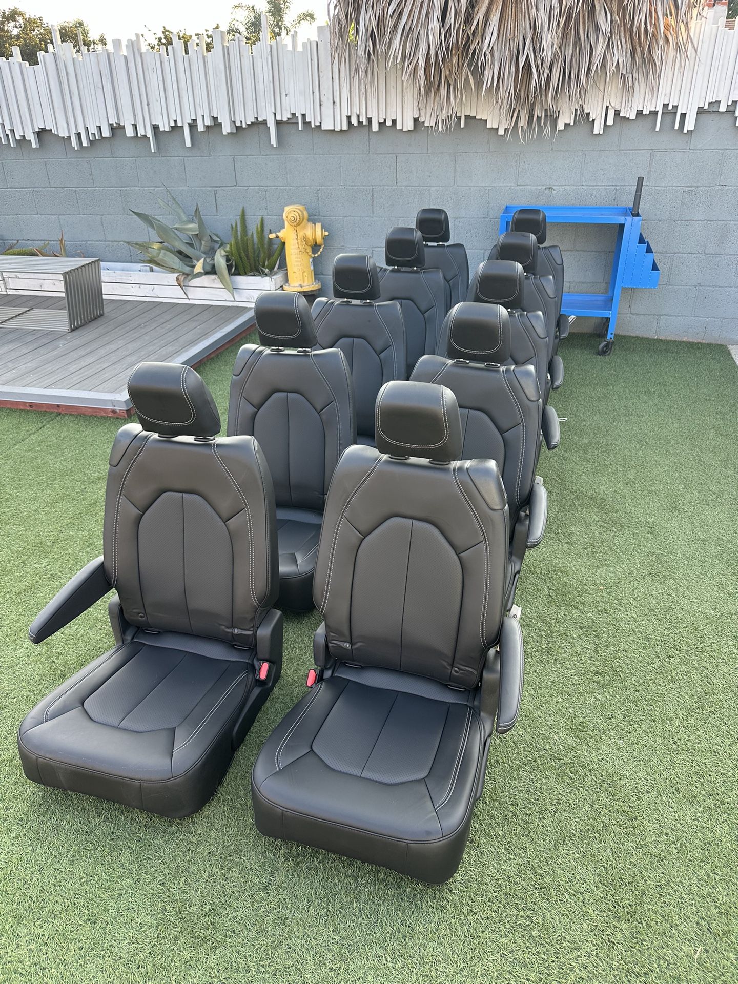 Black Leather Foldable Seats For Van Conversion, Hot Rod, Truck Etc