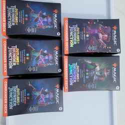 Lot Of Five: Magic: The Gathering Outlaws of Thunder Junction Commander Deck Bundle - Includes All 5 Decks (3 Quick Draw,  1 Grand Larceny, and 1 Most