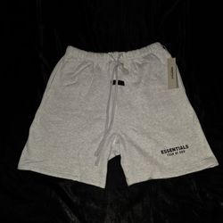 Fear of God Essentials Sweat Shorts, Light Oatmeal, Sizes M, L, & XL