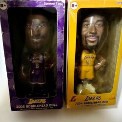 VINTAGE KOBE BRYANT 2005 & KARL MALONE 2004 BUBBLEHEAD NEW 