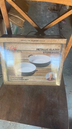 Guy Fieri Metallic Glazed Stoneware 2-Piece Round Baking Dish Set
