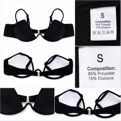 Brand New Black Underwire Bikini Top – Size Small | Structured Swimwear
