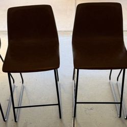 Leather And Metal Barstools