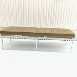 Florence Knoll Leather Bench, Three Seater Original Design - Read Description