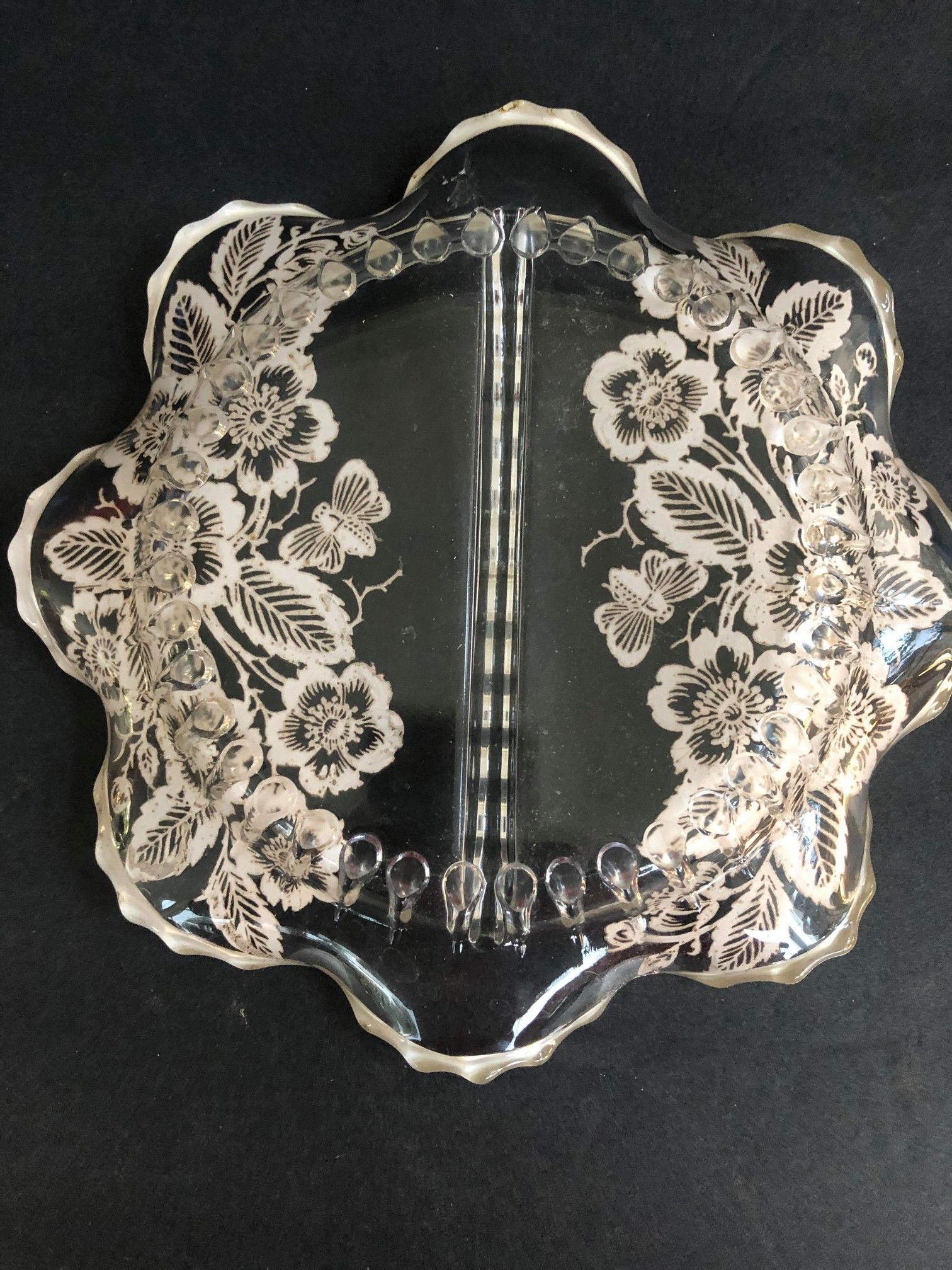 Silver City Divided Relish Plate Flowers and Bees