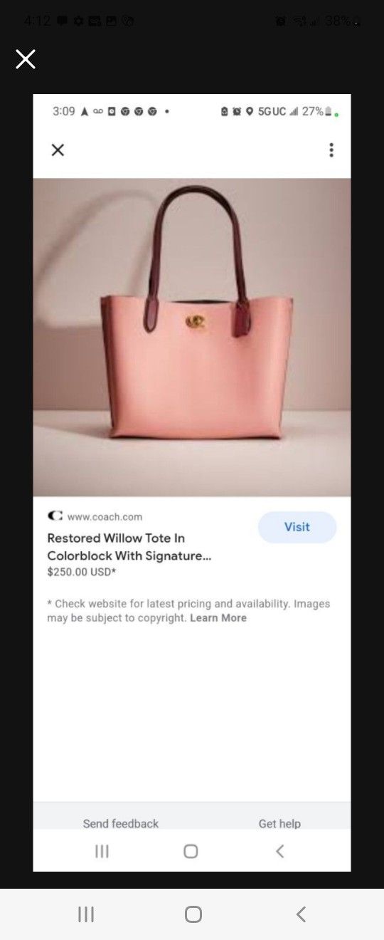Coach Pink Tote.brand New