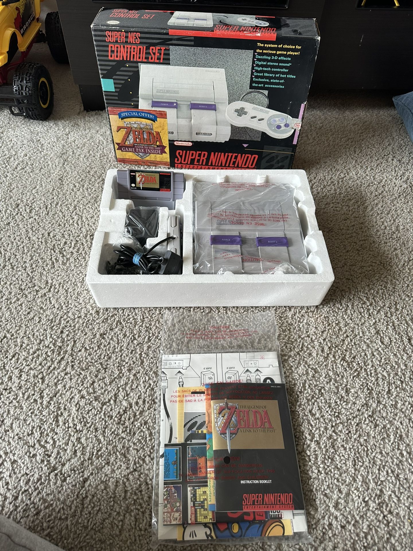Super Nintendo SNES Control Set The Legend of Zelda link to the past CIB