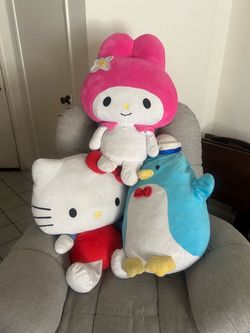 Jumbo Sanrio Hello Kitty, My Melody, & Tuxedo Sam plushies
