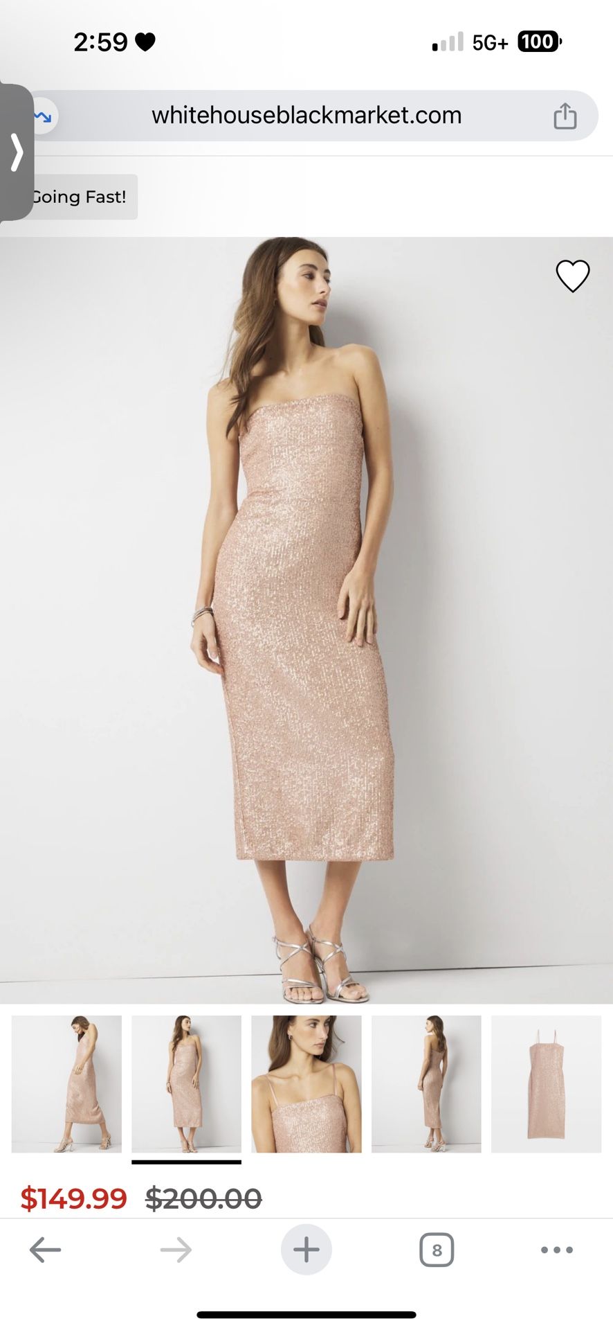 WHBM Strapless Sequin Dress