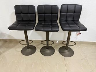 Set of 3 Black Adjustable Bar Stools