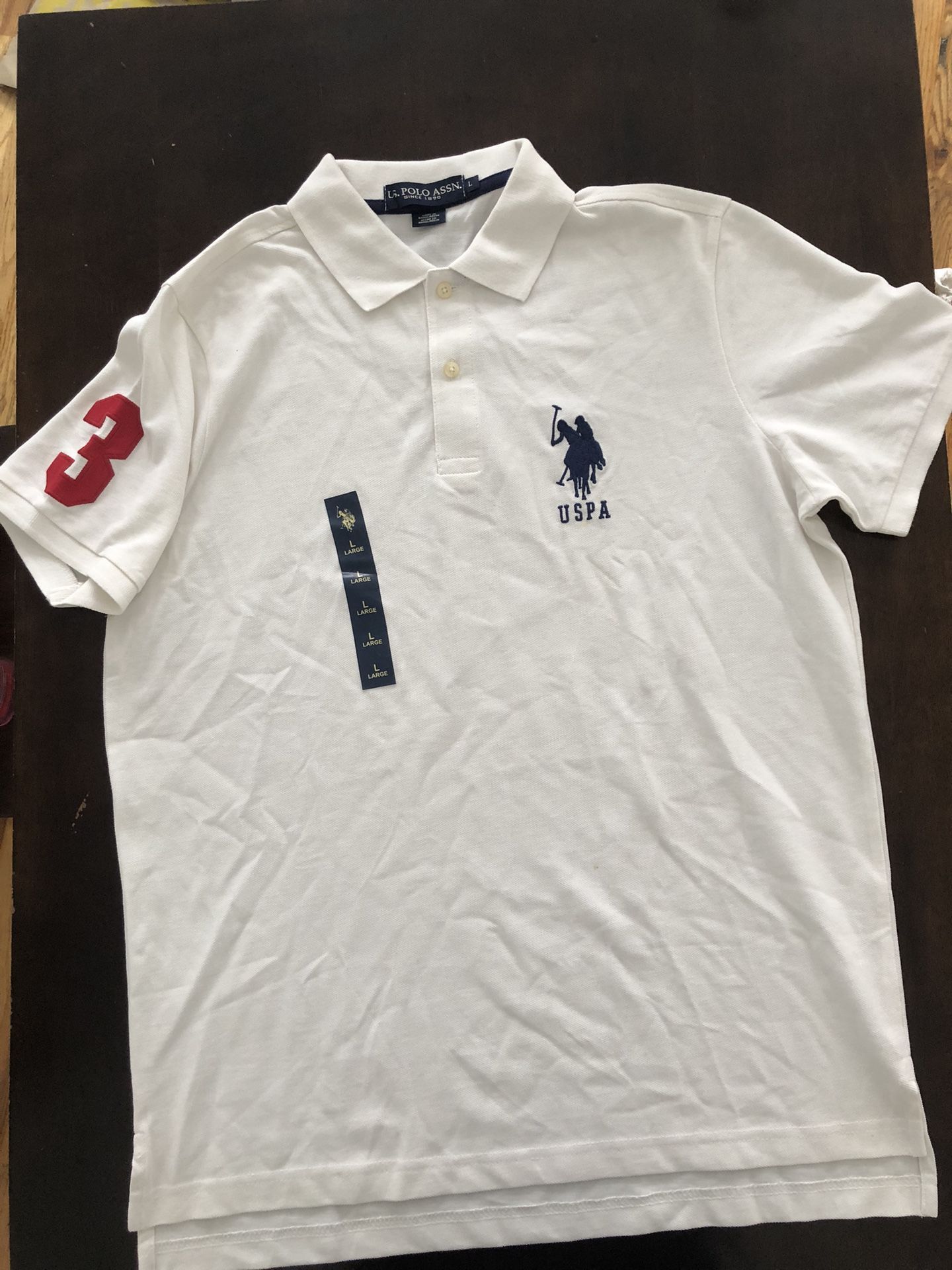 Men’s US Polo Assn. Short Sleeve Ebroidered Logo Polo Short Size L White.