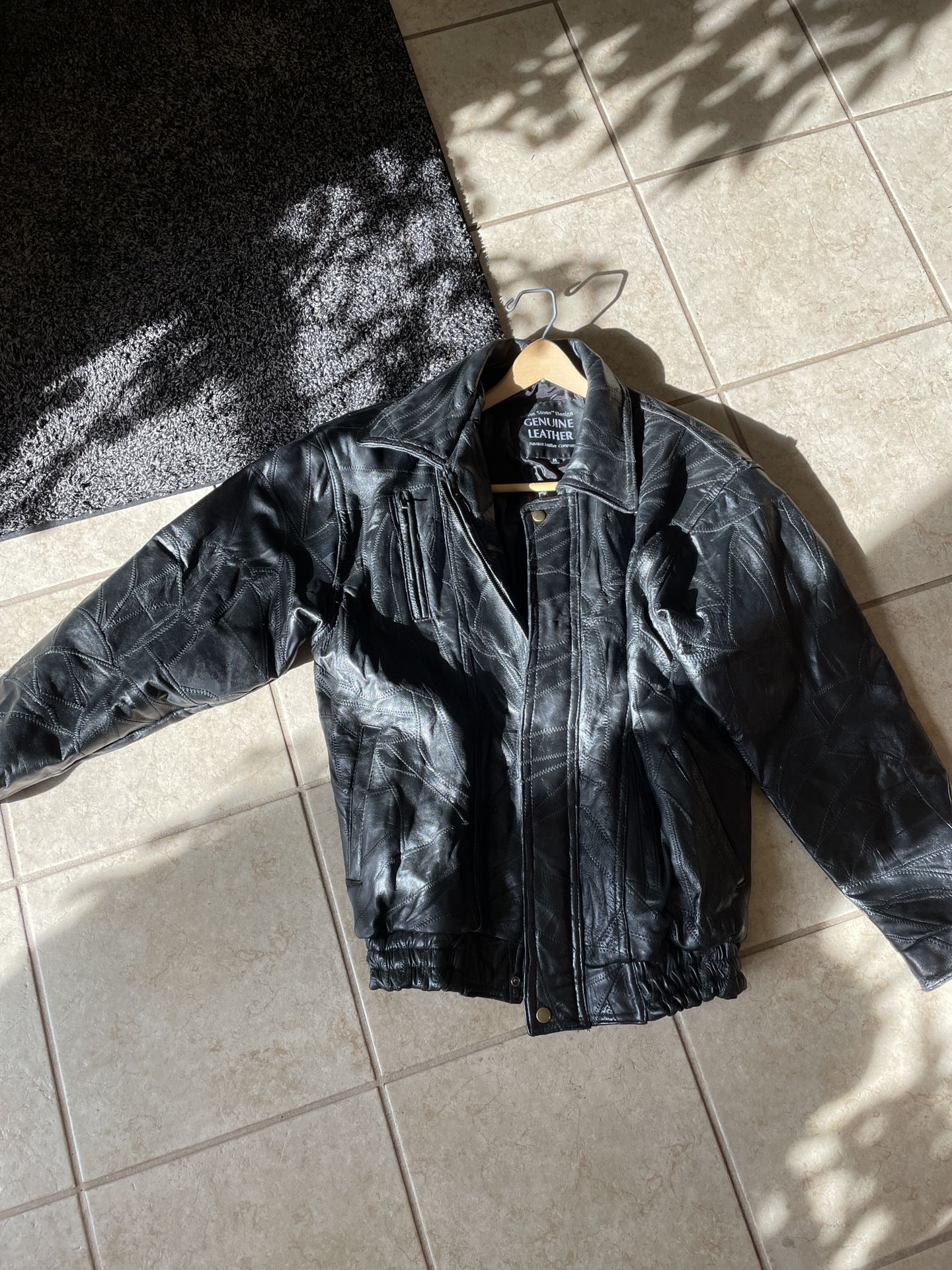 Designer Italian Stone Leather Jacket