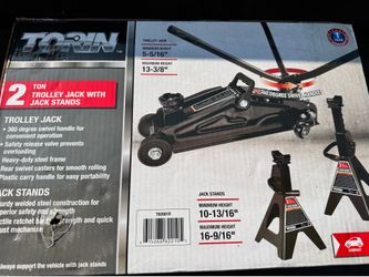 Torin Black 2-Ton Steel Manual hydraulic Floor jack each 2 Jack Stands, 2 Ton (4,000 lb) Capacity