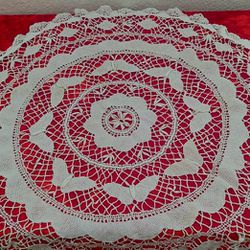 Cotton Crocheted Round Table Coverlet $20