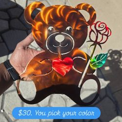 Metal Teddy Bear. Stands On Its Own