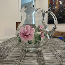 Hand painted Pitcher With 4 Goblets