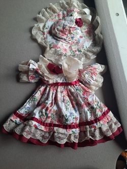 Vintage Doll Dress And Hat