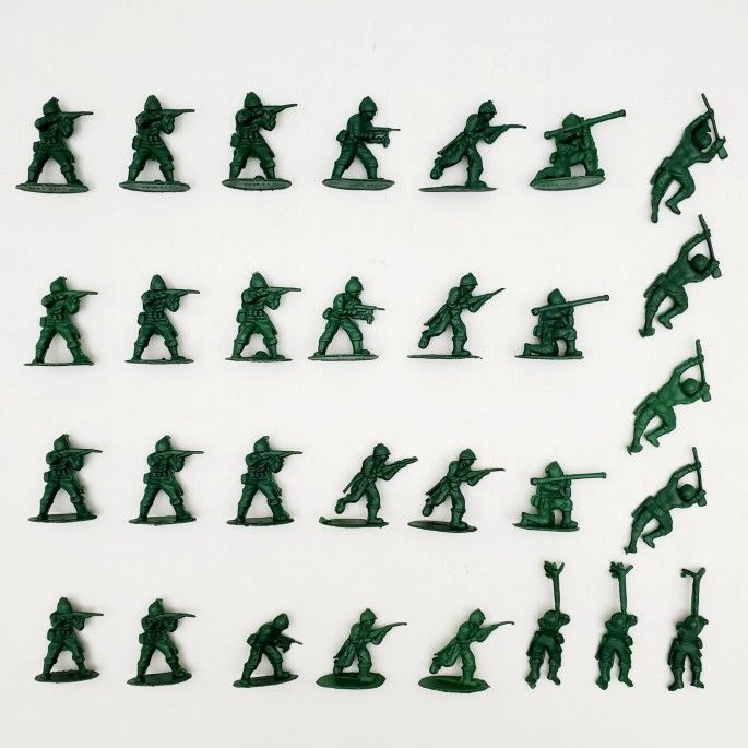 Vintage American Green Army Military Men Soldiers Plastic Toy Figures Hong Kong