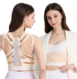 Posture Corrector for Women Back Brace Shoulder Straightener Beige S/M Back Posture Corrector Women, Posture Support Belt, Adjustable Fit, Office, Tra