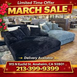 Black Jumbo corduroy chaise sofa 58"W X 67"D  X 35" H