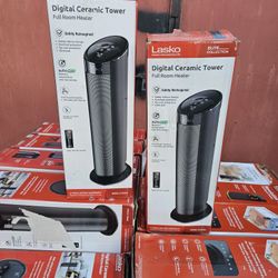 GET READY FOR THIS WINTER LASKO HEATERS CERAMIC TOWER ECONOMIC ENERGY SAVER INCLUDING REMOTE CONTROL FOR FULL SIZE ROOM IF SOMEBODY INTERESTED PLEASE