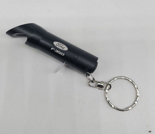 Brand New Ford F-350 Key Ring Black Keychain Flashlight Bottle Opener