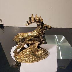 Brass Stag Deer Figurine Or Paperweight 4.5 