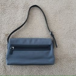 Like New  Vintage 1999's Coach Foldover Flap Shoulder Designer Hand Bag Purse Gray With Adjustable Black Leather Strap