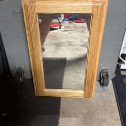 Solid Oak Medicine Cabinet Frame With Mirrored Door